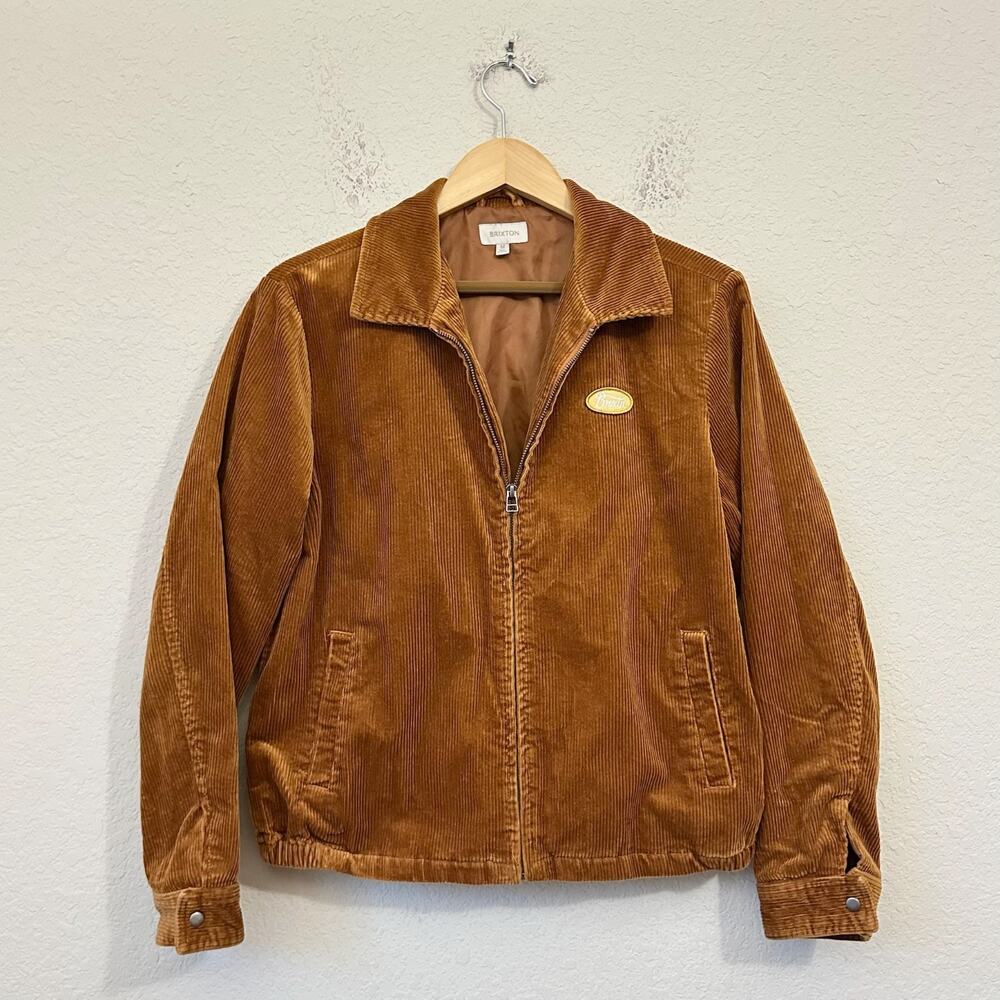 BRIXTON Utopia Jacket Glazed Ginger Brown Corduroy Full Zip Lined